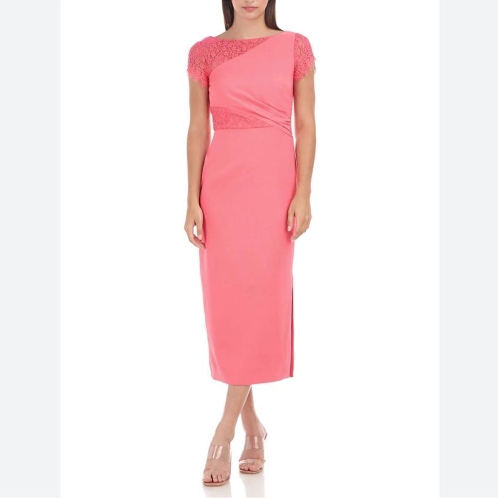 NWTs JS Collections | Pink Camellia Tea Length Dress Size 2